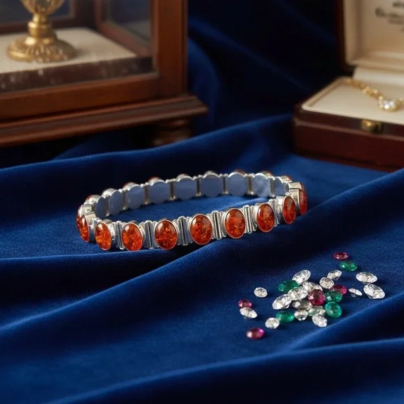 Sterling Silver Amber bracelet - Picture 4 of 9